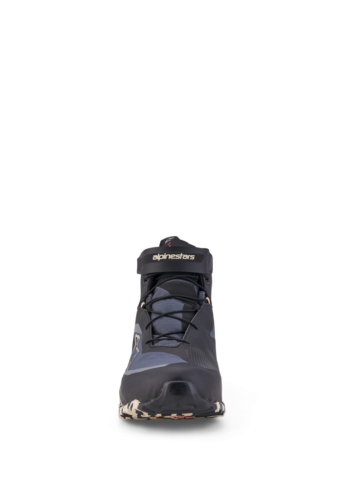 Alpinestars Cr-X Gore-Tex, sapatos de moto de cano baixo, pretos, cinzentos e bege, calçado todo-o-terreno impermeável com membrana GORE-TEX
