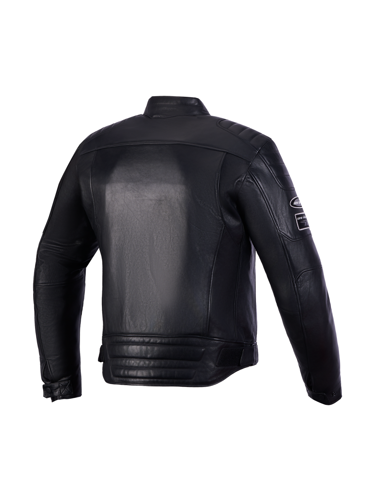 Alpinestars Revern Casaco de couro, blusão de moto para homem preto, vista traseira com construção em couro bovino premium, estilo heritage clássico e acolchoamento nos ombros e cotovelos