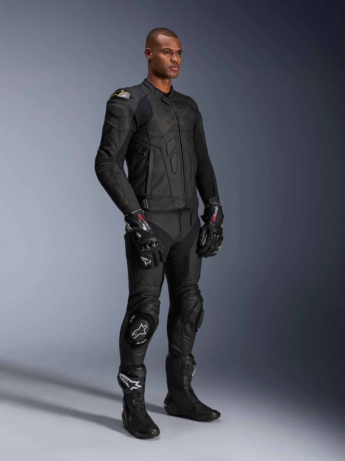 Alpinestars jaqueta de couro Dusk, casaco de moto para corrida, masculino, preto, com proteção DFS nos ombros.