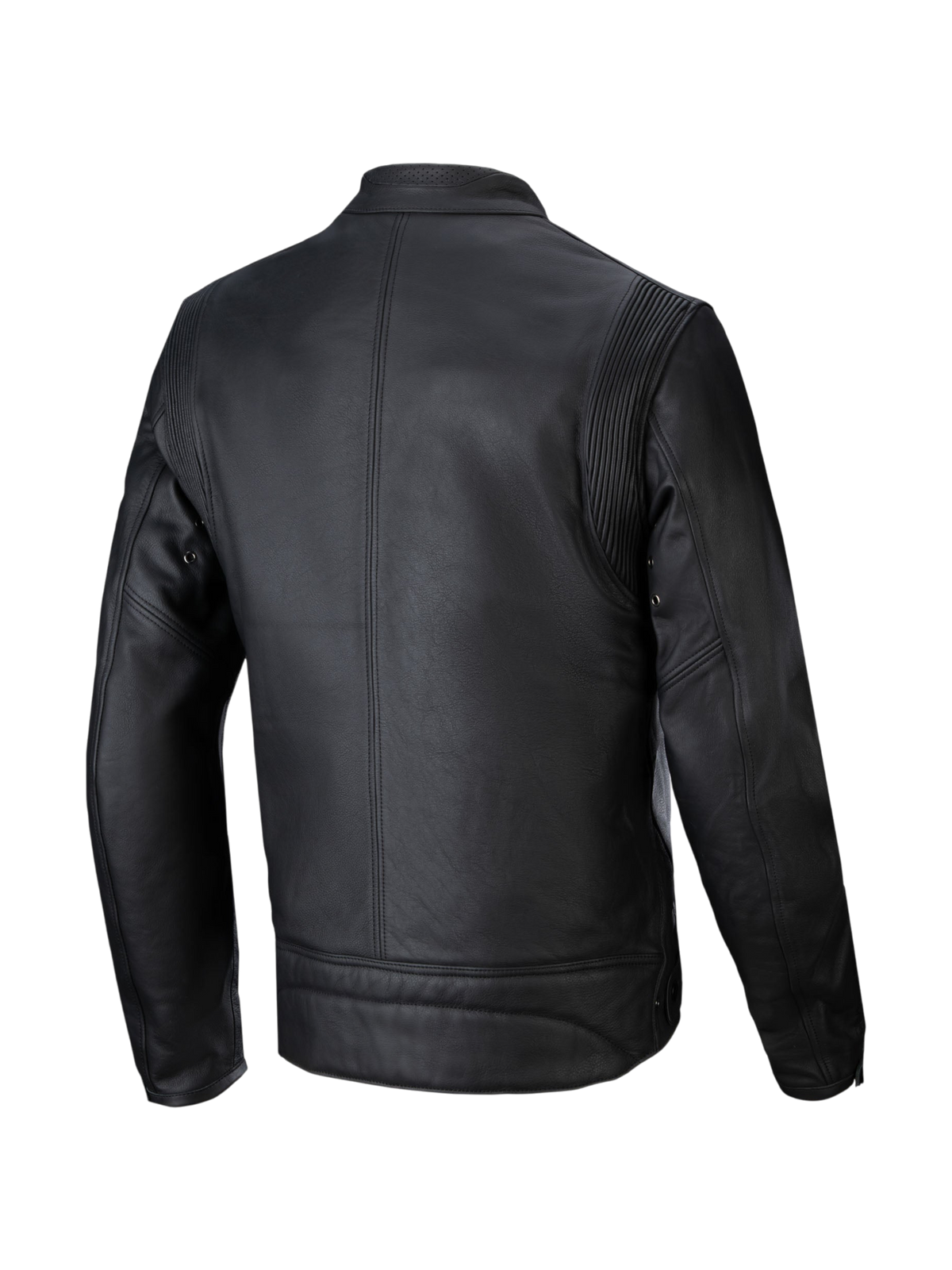 Alpinestars Jaqueta de Couro Dyno, casaco de moto urbano para homem, preto, em couro bovino, vista traseira, pronto para Tech-Air 3.