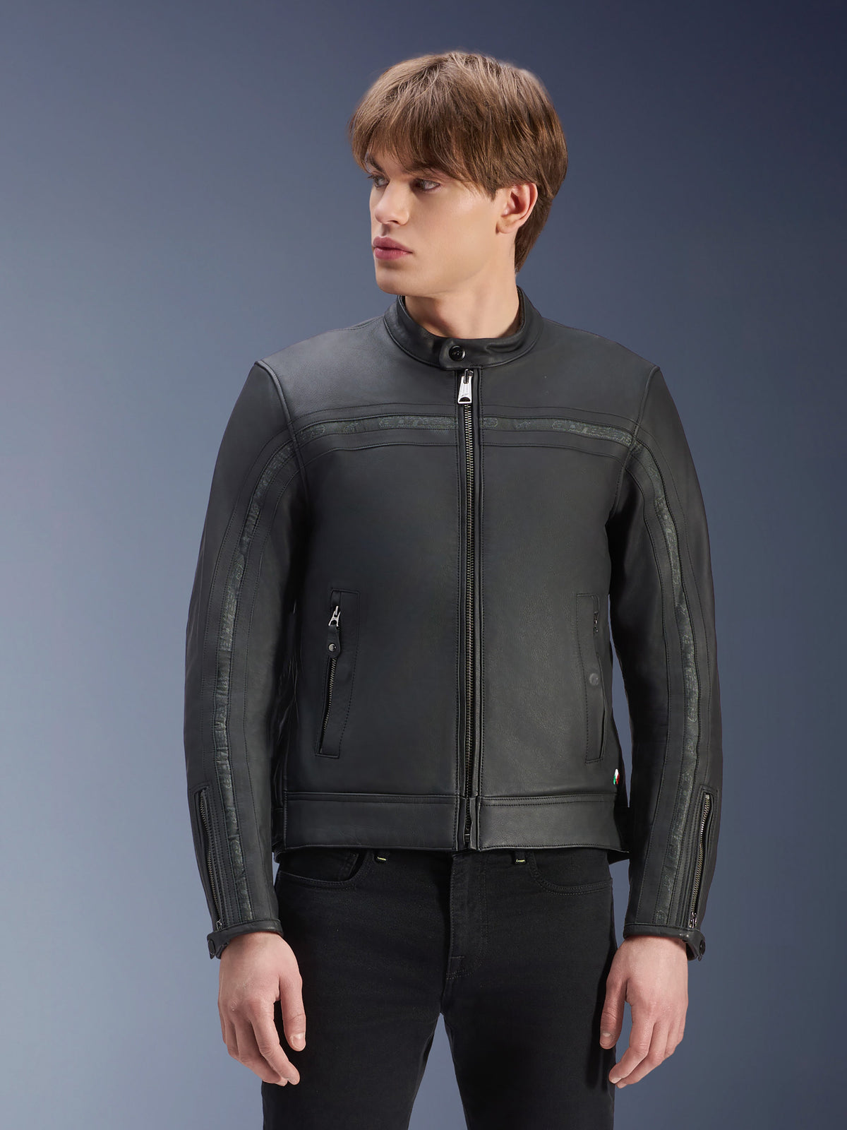 Alpinestars Dyno, casaco de moto urbano para homem em couro bovino preto com estilo clássico.