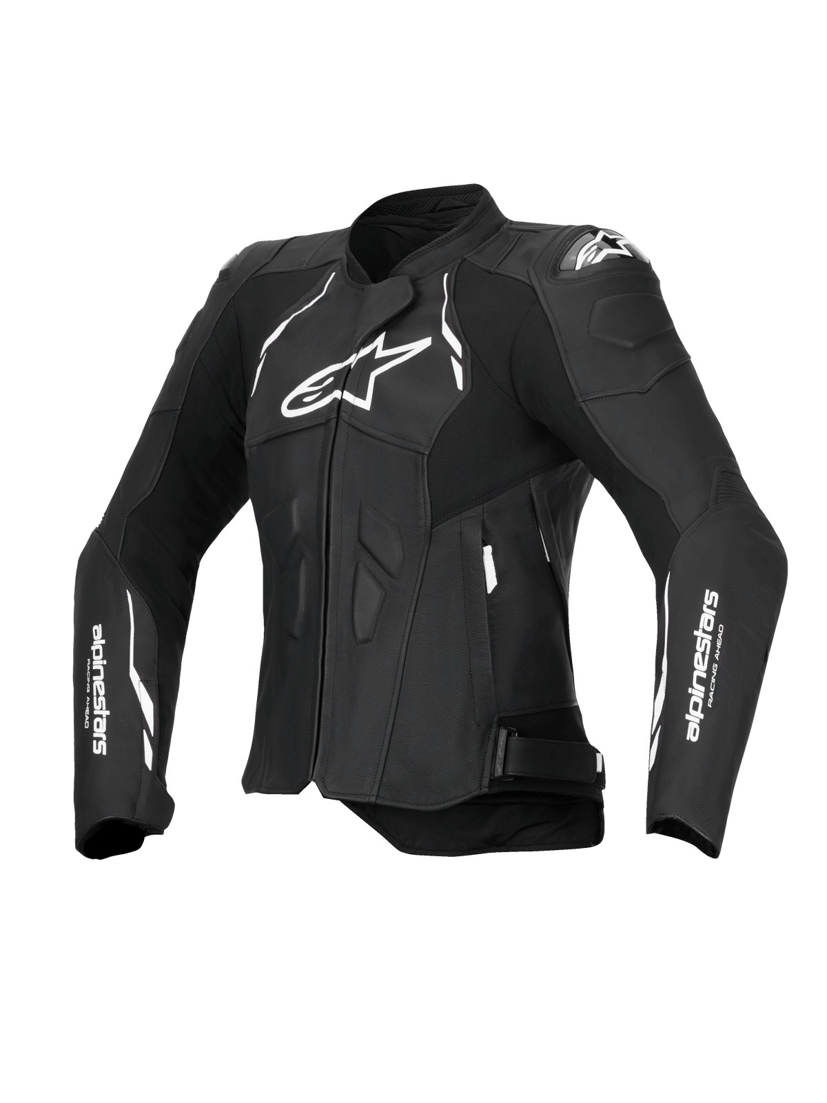 Alpinestars Jaqueta De Couro Stella Dusk, casaco de moto para mulher, preto e branco, certificado CE Classe AA com proteção de ombros DFS e pronto para Tech-Air