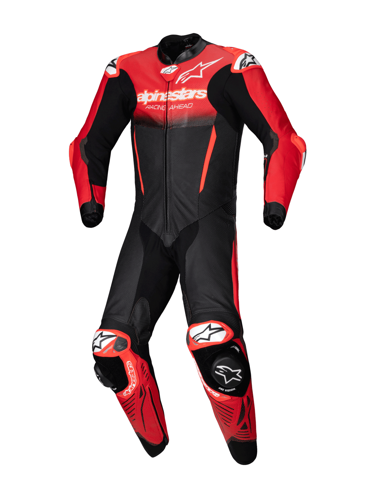 Alpinestars macacão de couro GP-R7 1 peça, fato de corrida em preto e vermelho, couro bovino, certificado CE AAA.