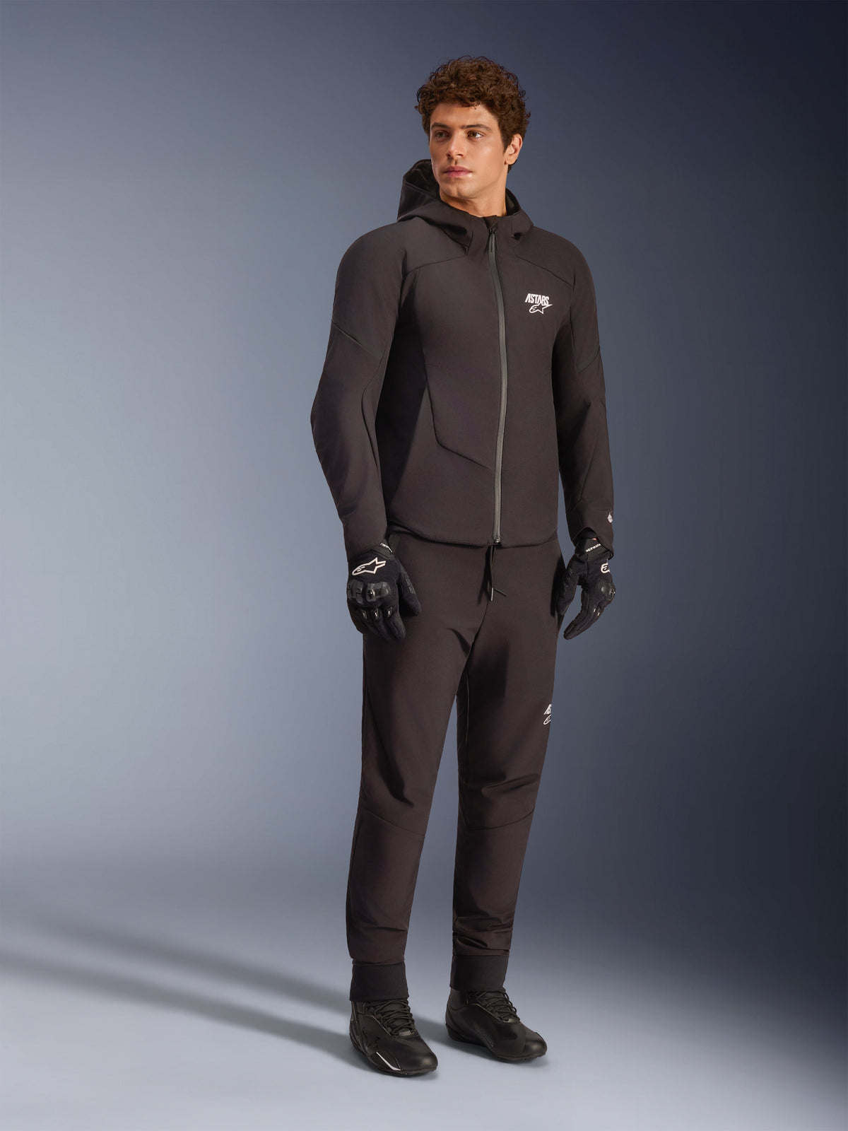 Alpinestars Aeroshell WP, casaco de moto impermeável com capuz para homem, preto, estilo têxtil sport-naked.