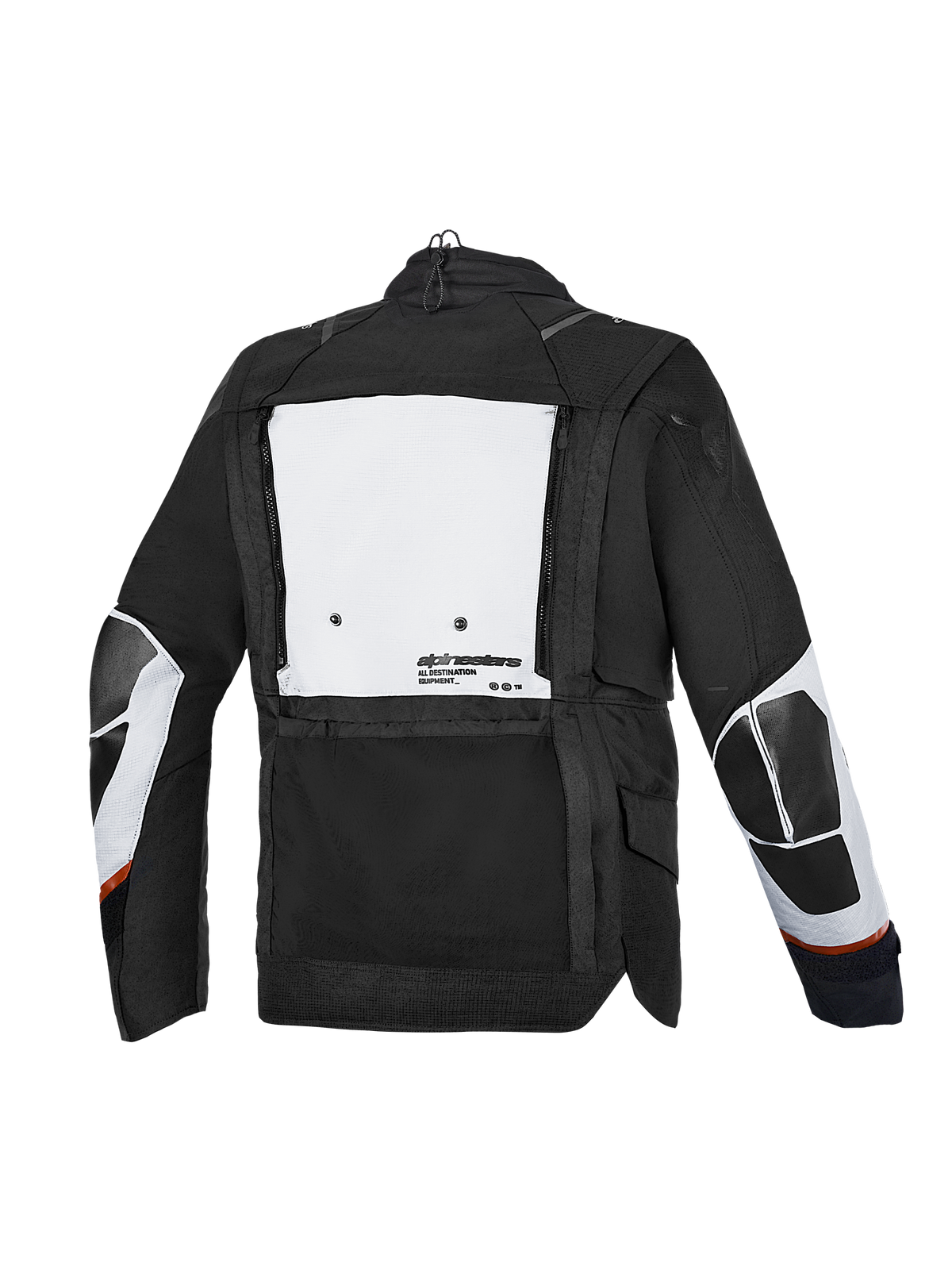 Alpinestars Harok V 2 Drystar Casaco, casaco de moto para todo-o-terreno adventure, vista traseira em tecido cinzento escuro e cinzento gelo com um grande compartimento utilitário nas costas