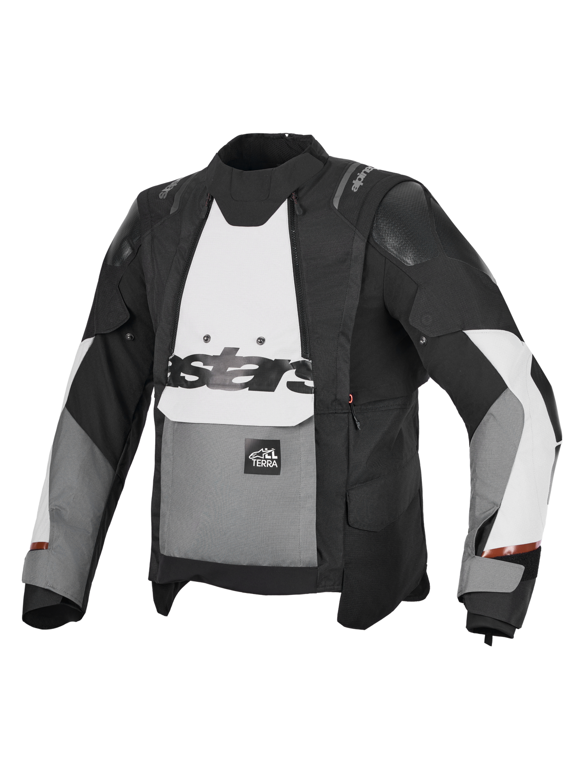 Alpinestars Harok V 2 Drystar Casaco, casaco de moto adventure em cinzento-escuro, cinzento-gelo e preto, construção têxtil impermeável e proteção certificada CE