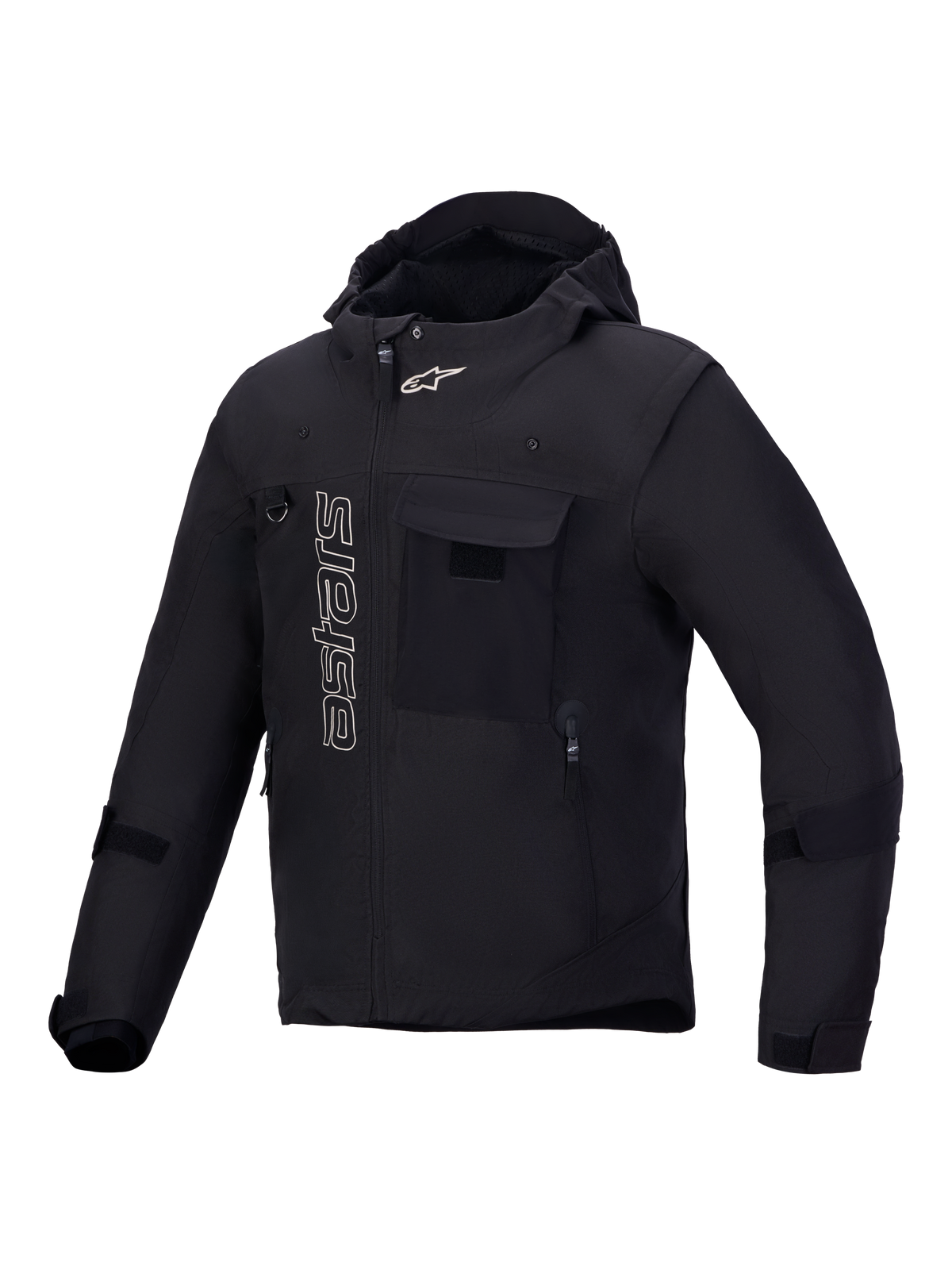 Alpinestars Morfex Parka, casaco de moto urbano impermeável para homem com capuz integrado, preto, construção têxtil