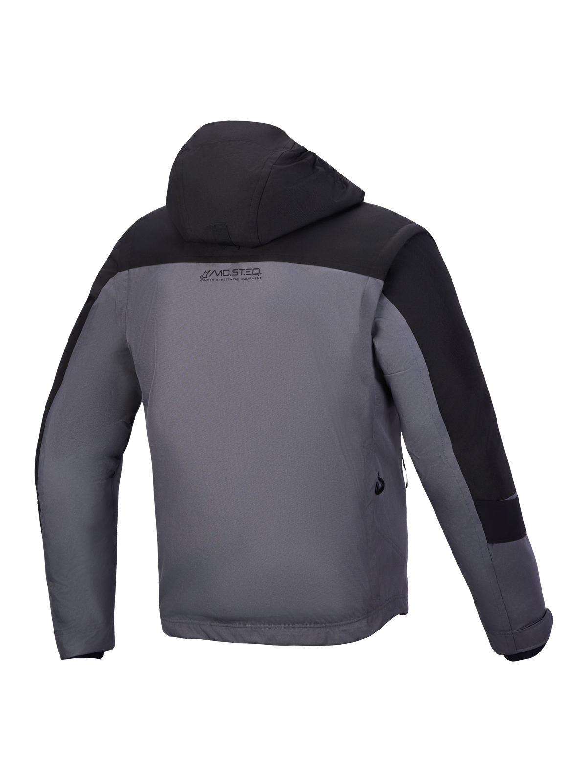 Alpinestars Morfex Parka Wp Casaco, casaco de moto urbano com capuz para homem, cinzento e preto, vista traseira que mostra a construção em tecido impermeável