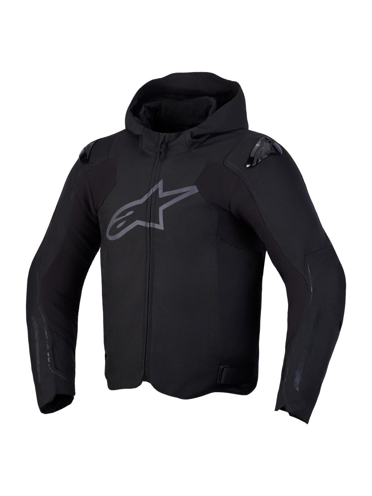 Alpinestars Zaca V2 Waterproof Casaco, casaco de moto desportivo impermeável para homem com capuz integrado e proteção DFS nos ombros, preto, certificado CE