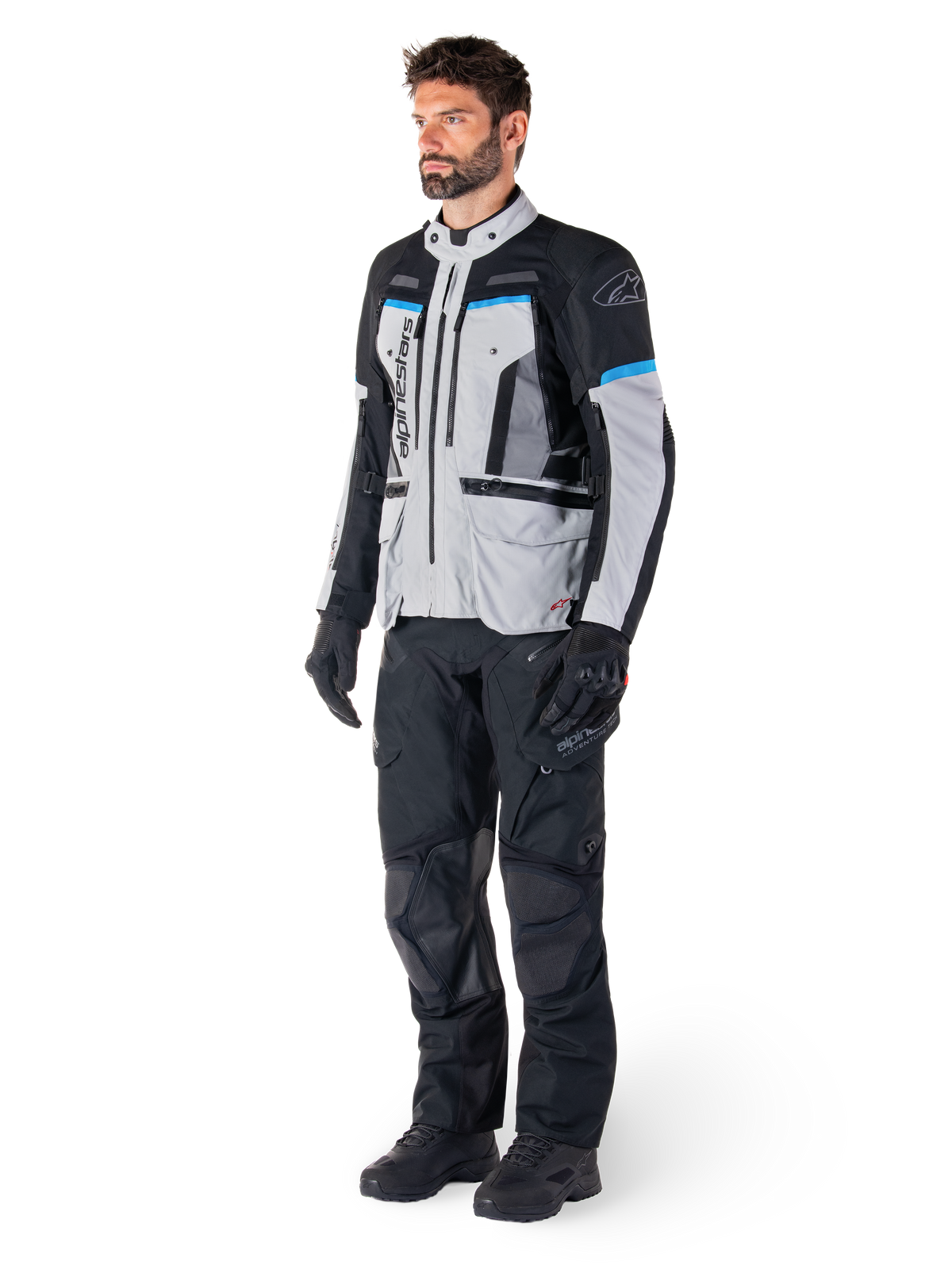 Alpinestars Bogota' Pro Drystar®, casaco de moto touring, masculino, cinzento gelo e preto, impermeável e Tech-Air® Ready.