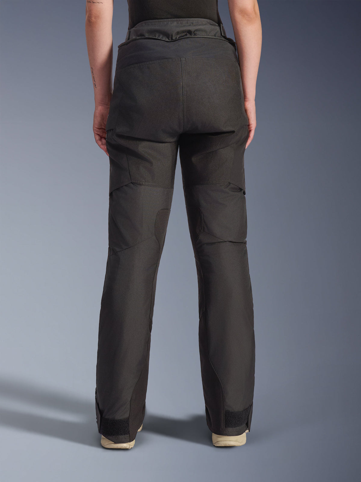 Alpinestars Woman Stella Andes V4 Drystar® Pants, Motorcycle Pants, Black, back view featuring technical textile construction with reinforced panels, adjustable waist and cuffs, and durable design for adventure touring