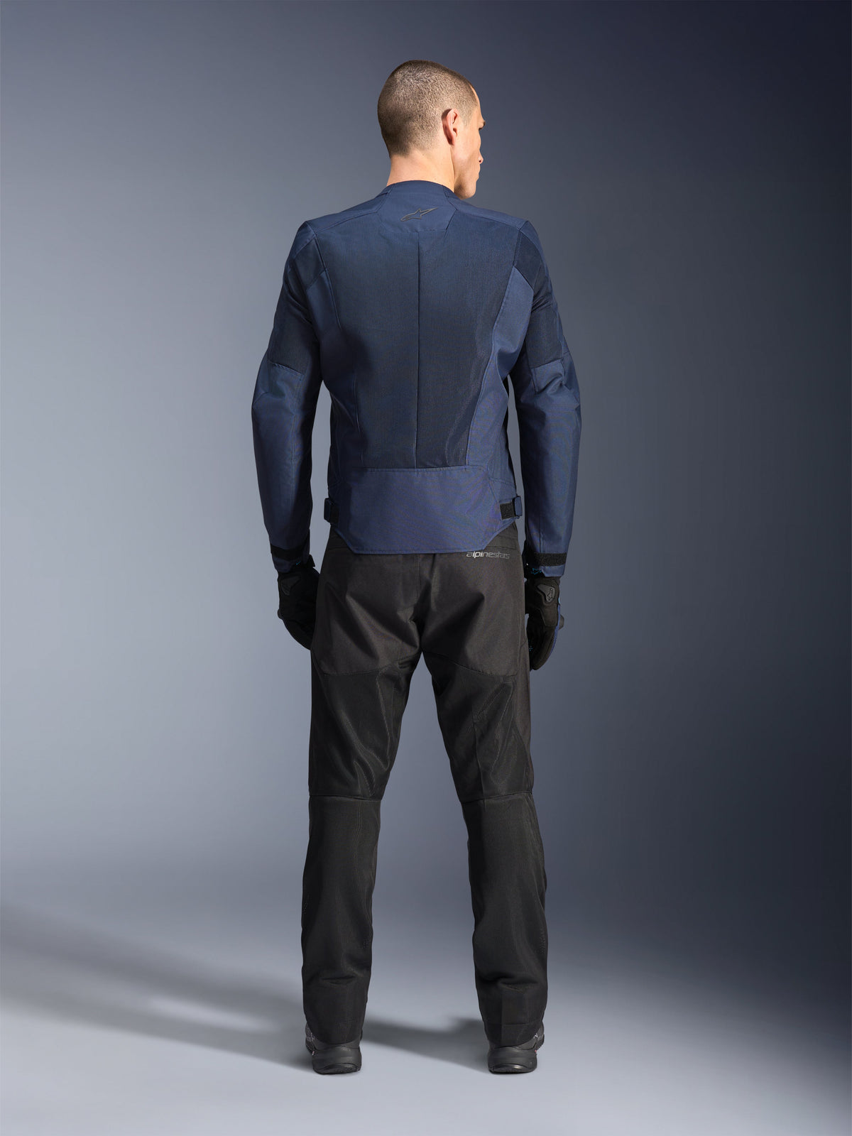 Alpinestars C-1 Air, casaco de moto urbano para homem, azul, têxtil com malha técnica, vista traseira