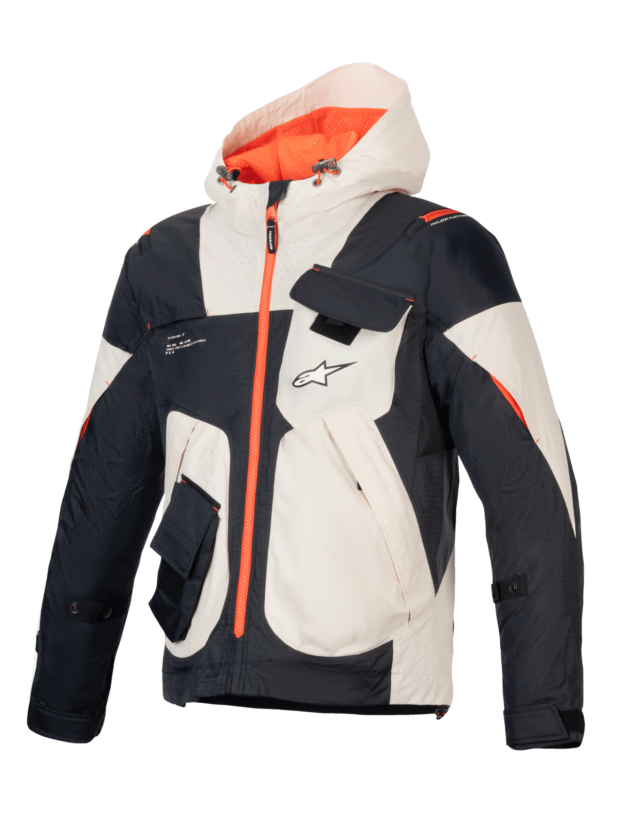 Alpinestars Jaqueta Mogress Air, casaco de moto urbano para homem, preto, amêndoa e laranja, ripstop ventilado com proteção CE.