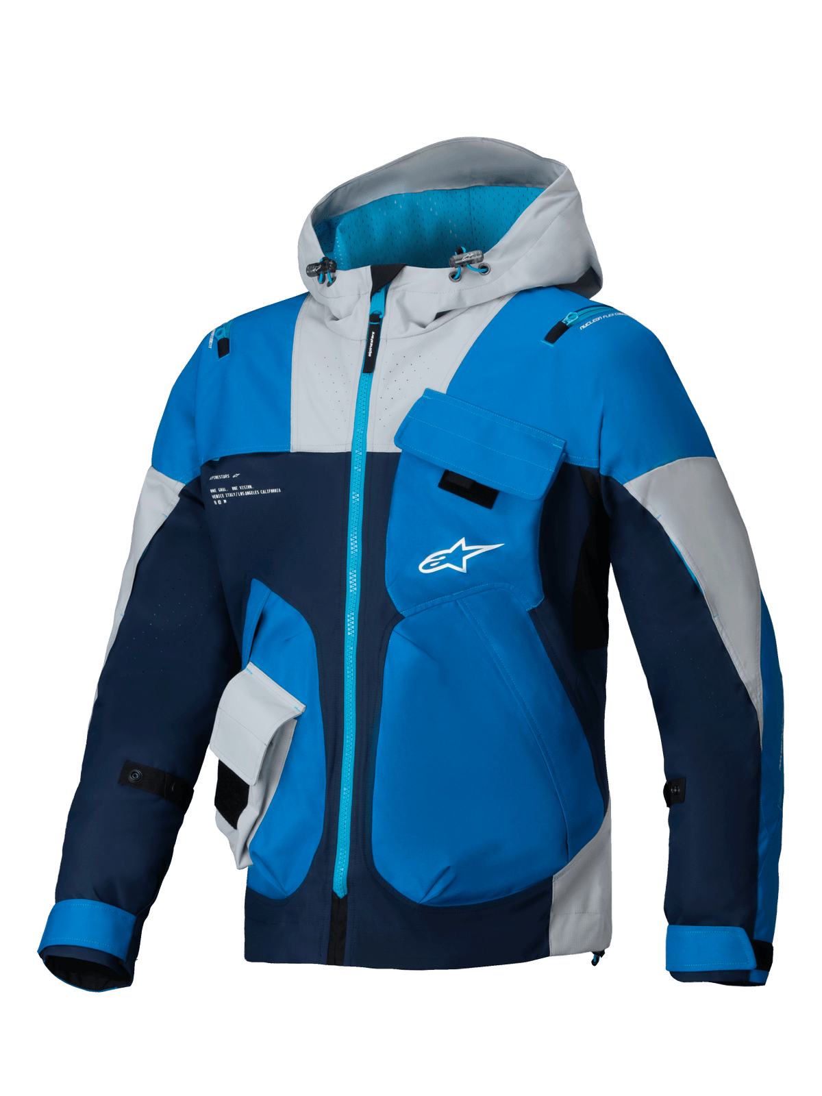Alpinestars Mogress Air, casaco de moto urbano para homem, azul e azul-marinho, com ripstop ventilado e capuz utilitário.