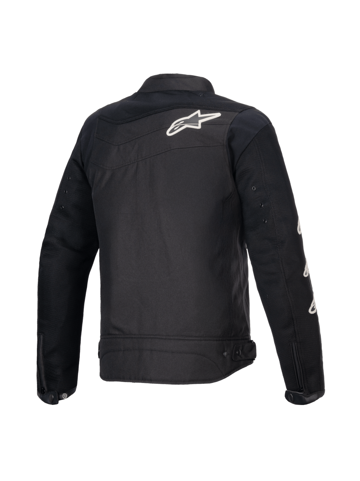 Alpinestars Jaqueta T-Dyno Air, vista traseira do casaco têxtil de moto para homem, preto, com painéis de malha 3D e certificação CE