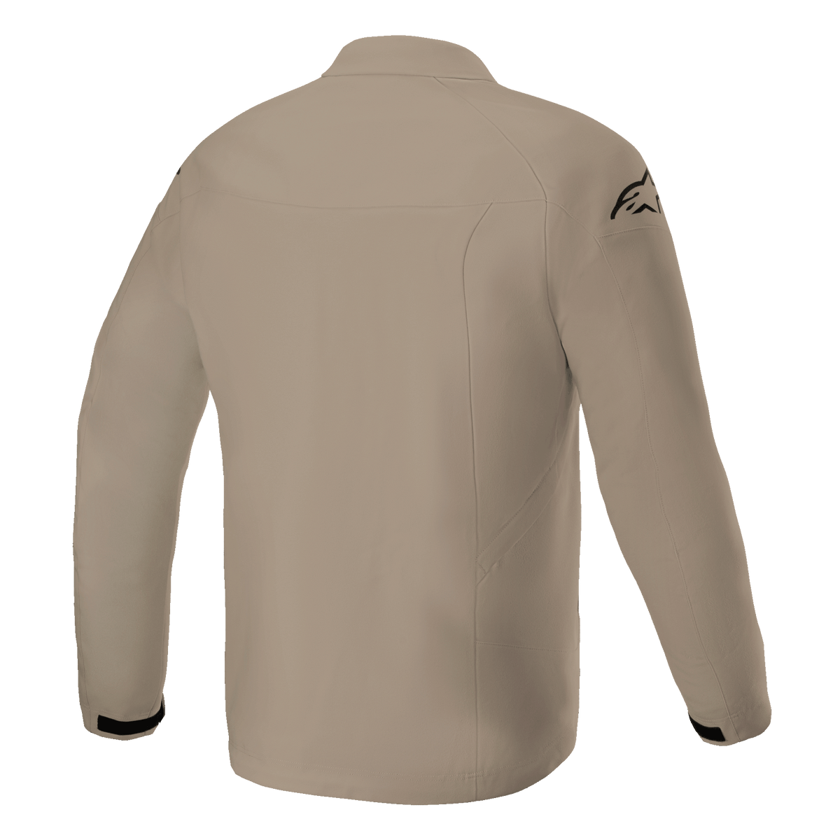 Alpinestars Aeron Jacket, Motorcycle Riding Jacket, Tan, Back view showing a minimalist urban design, breathable textile construction with a black logo on the shoulder and black accents on the cuffs