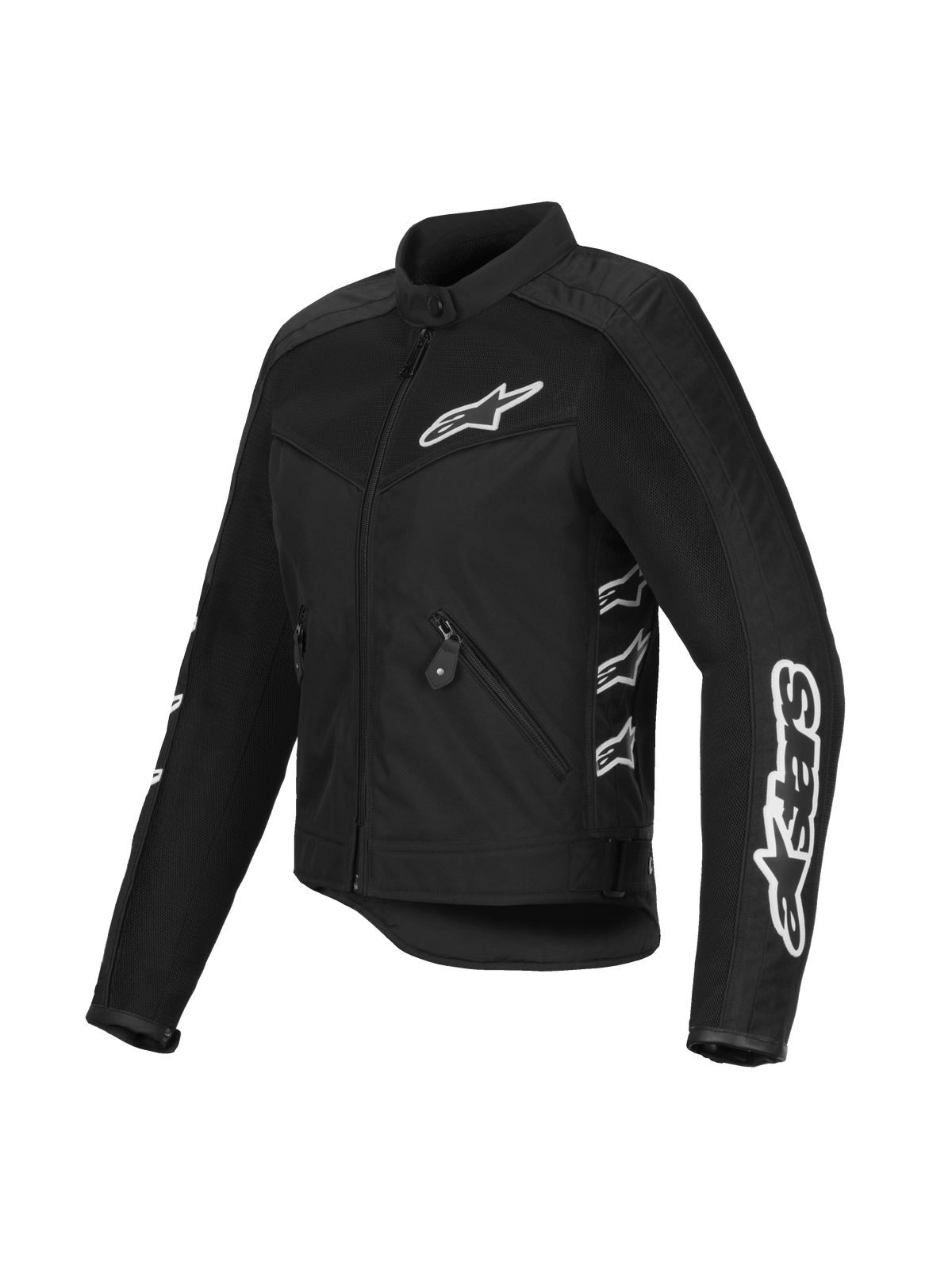 Casaco Alpinestars Stella T-Dyno Air para mulher, preto, casaco de motociclismo em malha e têxtil, com logótipos Alpinestars brancos no peito e nas mangas, painéis em malha 3D para fluxo de ar, corte ajustado de inspiração vintage.