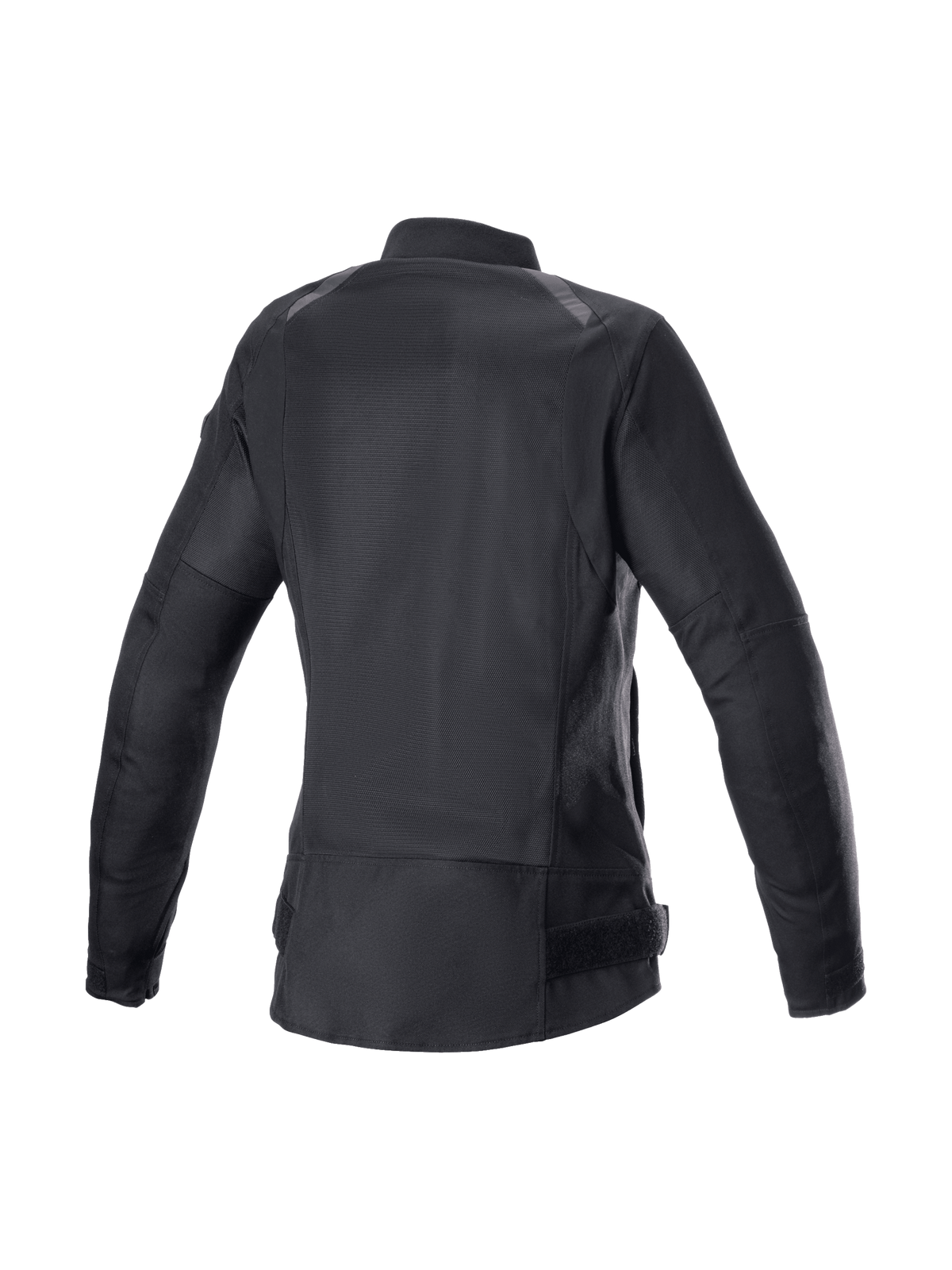 Alpinestars Eloise V2 Air, casaco de moto preto para mulher com malha ventilada e perfil traseiro alongado.