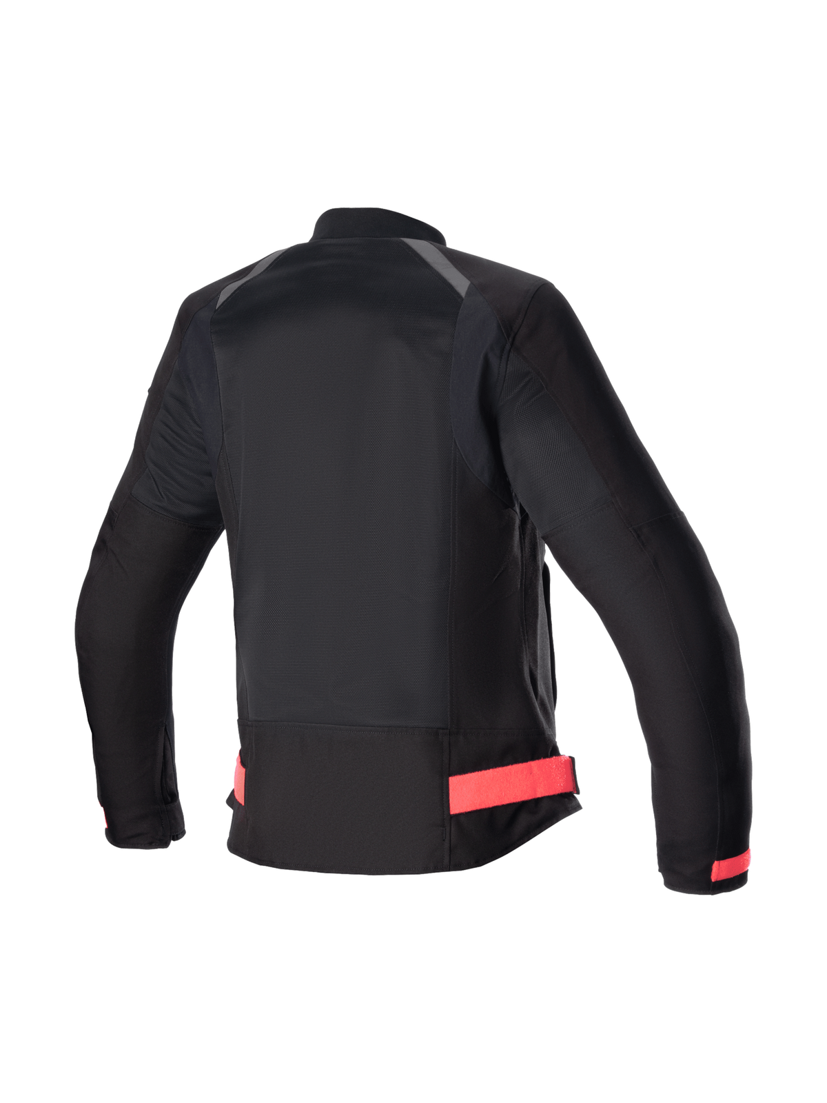 Alpinestars Eloise V2 Air, casaco de moto urbano para mulher, preto e rosa, têxtil ventilado, vista traseira.
