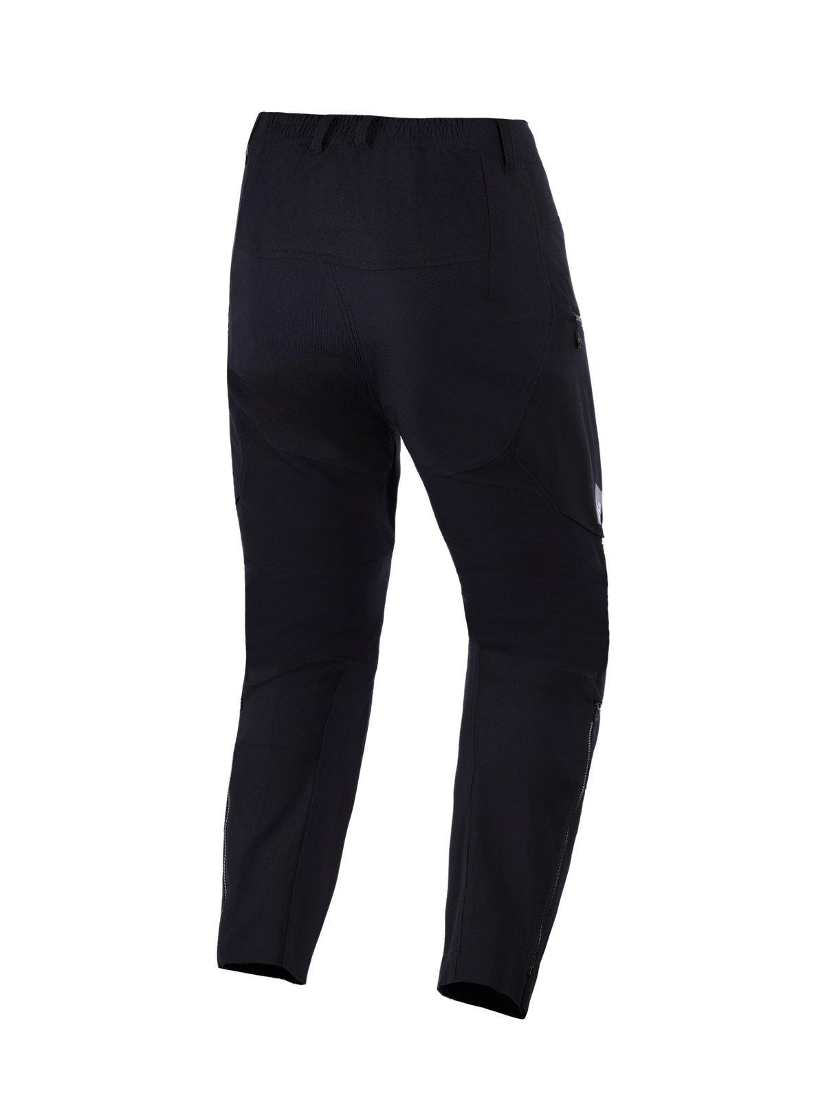 Alpinestars Explore AST Pants Short, calças de motociclismo de aventura, pretas, vista traseira mostrando a construção em ripstop, bainhas das pernas com fecho de correr e ajuste ergonómico para condução em clima quente
