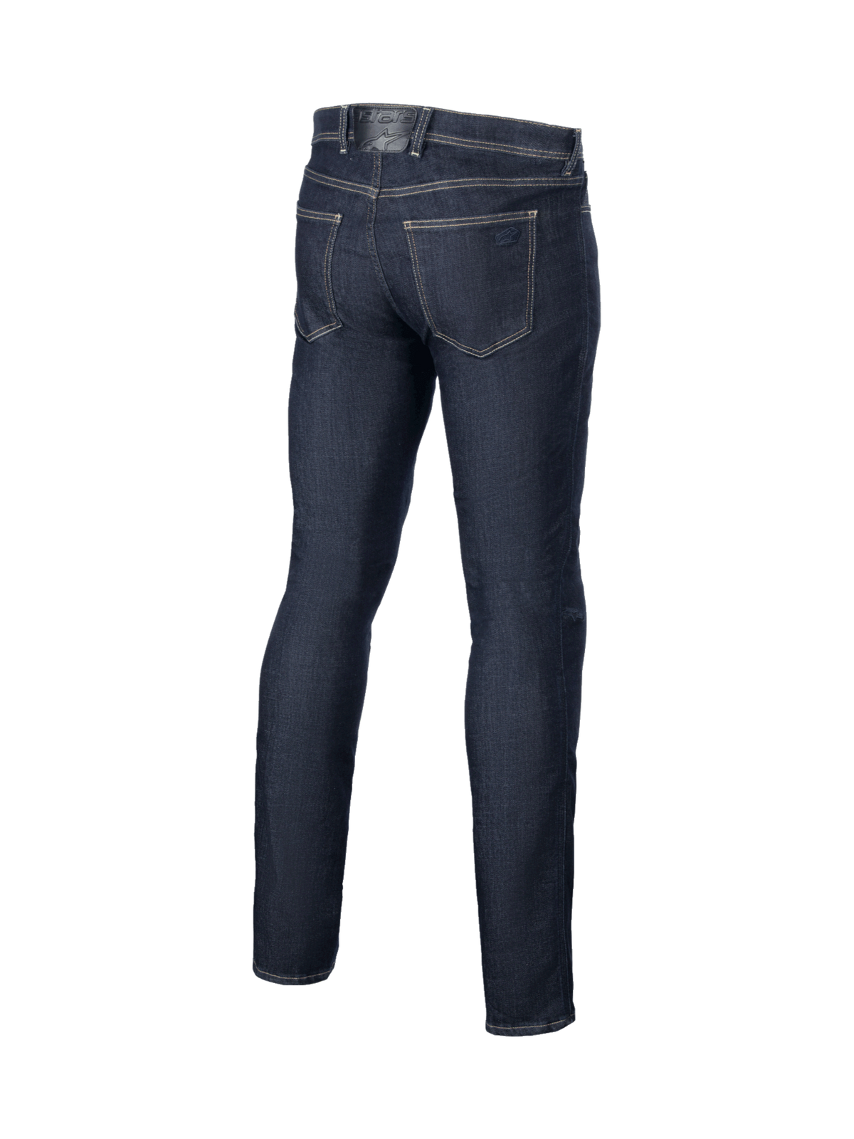 Alpinestars Calças Cult-8 Stretch Denim, calças de moto para homem, azul, vista traseira, estilo urbano e ajuste de perna reta.