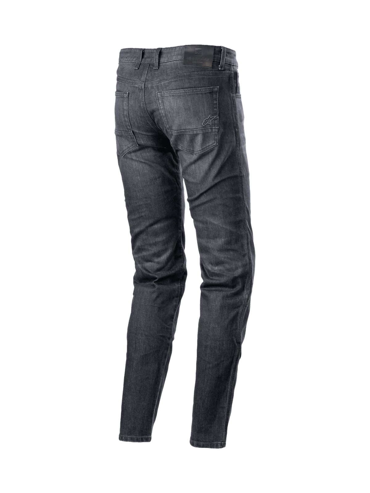 Alpinestars Sektor Regular Fit Denim Pants, calças de ganga de moto para homem, cinzento escuro lavado, vista traseira, estilo urbano.