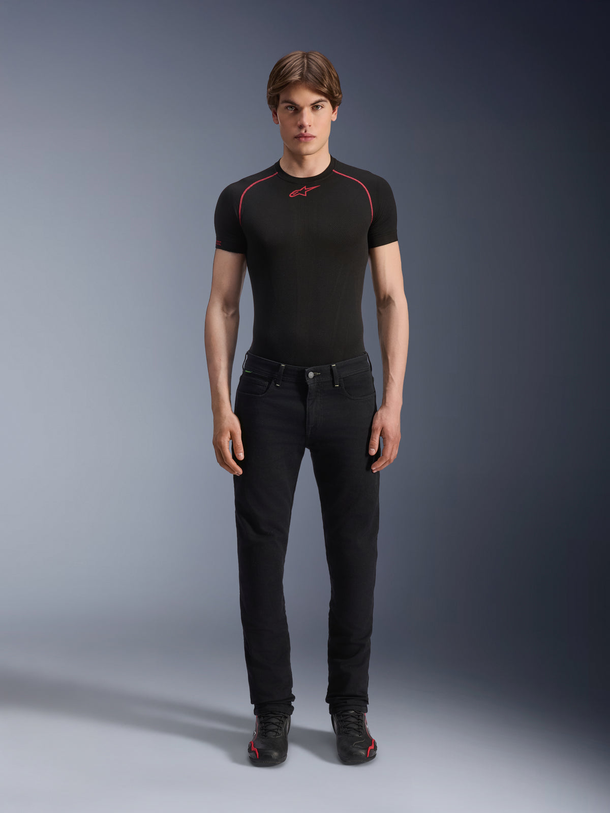Alpinestars calças de ganga Copper V3, calças de moto pretas para condução urbana, corte reto standard, para homem.