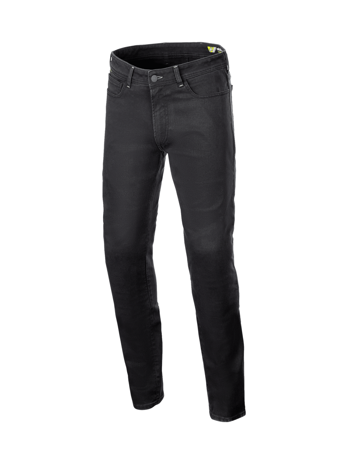 Alpinestars Calças de Ganga Copper V3, calças de moto para homem, pretas, ganga de algodão elástica com reforços em fibra de aramida, estilo urbano e corte reto.
