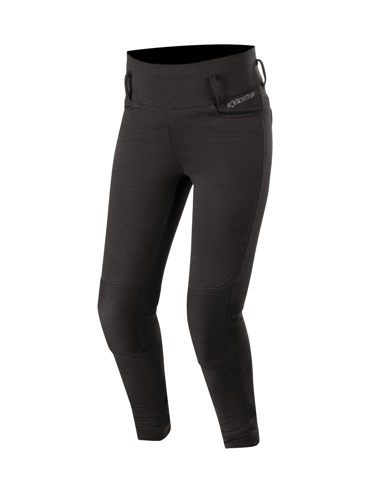 Leggings Alpinestars Banshee para mulher, calças de moto urbanas pretas, com painéis em acordeão e joelheiras certificadas CE