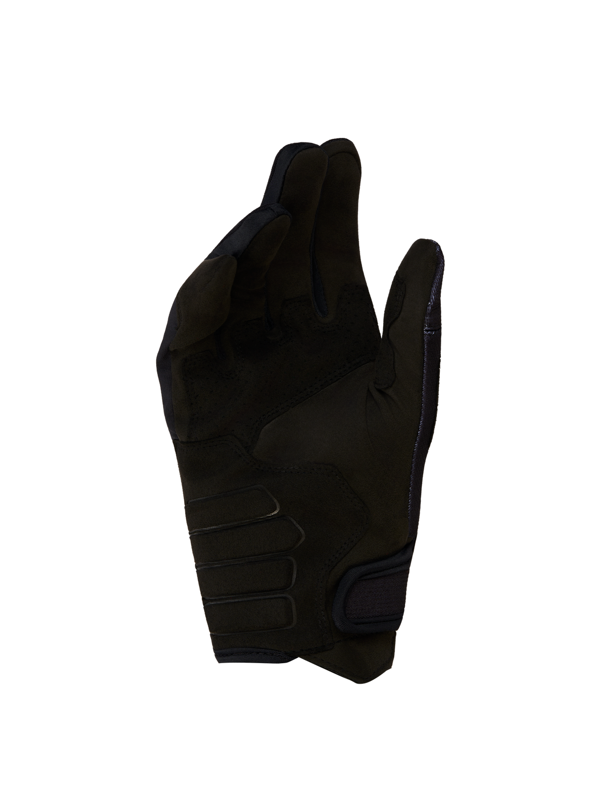 Alpinestars Luvas Techdura, luvas de moto pretas para enduro, vista da palma em camurça sintética reforçada, certificadas CE.