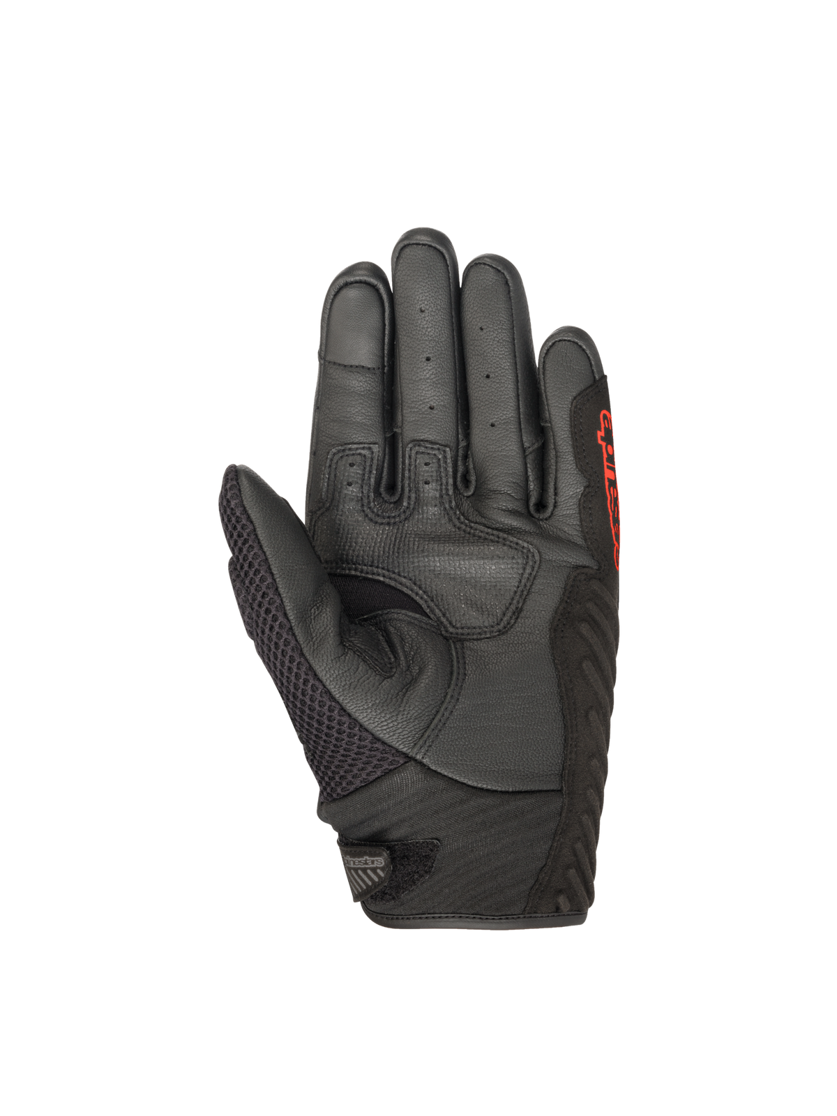 Luvas de moto Alpinestars SMX-1 Air V2 pretas e vermelhas, com palma em couro reforçada para condução desportiva de estrada.