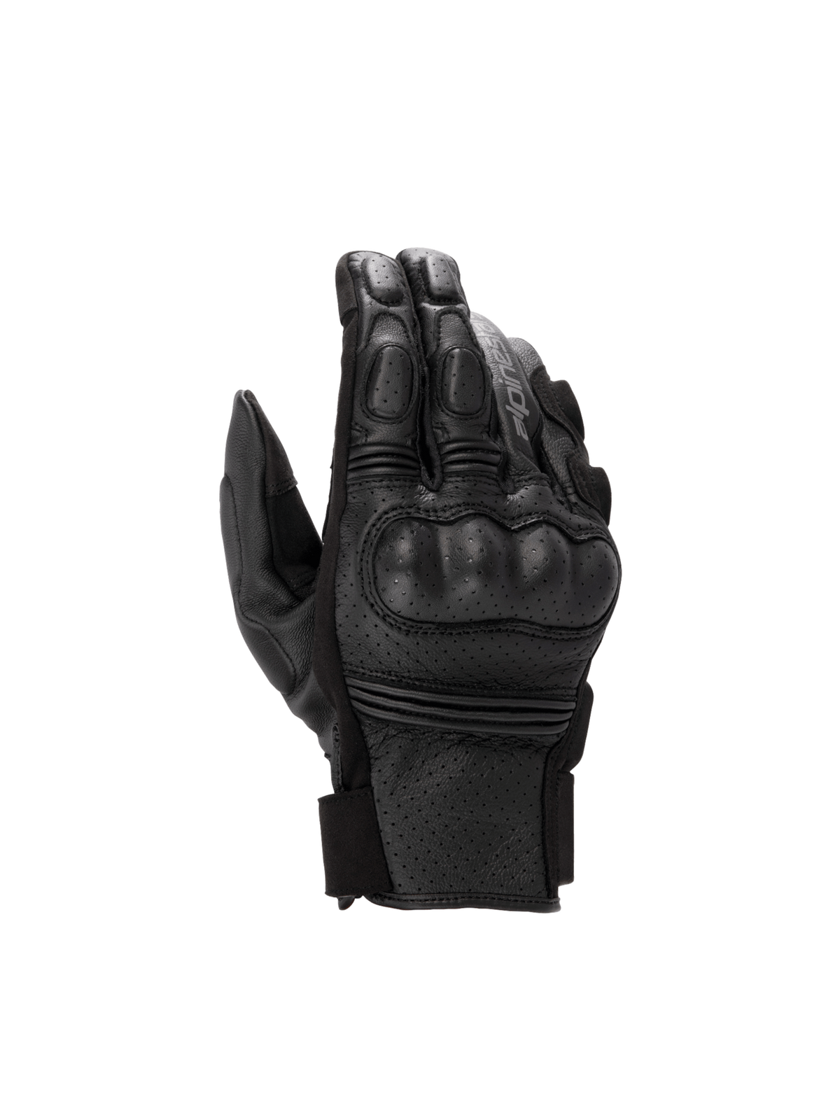 Alpinestars Phenom Leather Air, luvas de moto para homem, pretas, em couro perfurado com proteção rígida nos nós dos dedos.