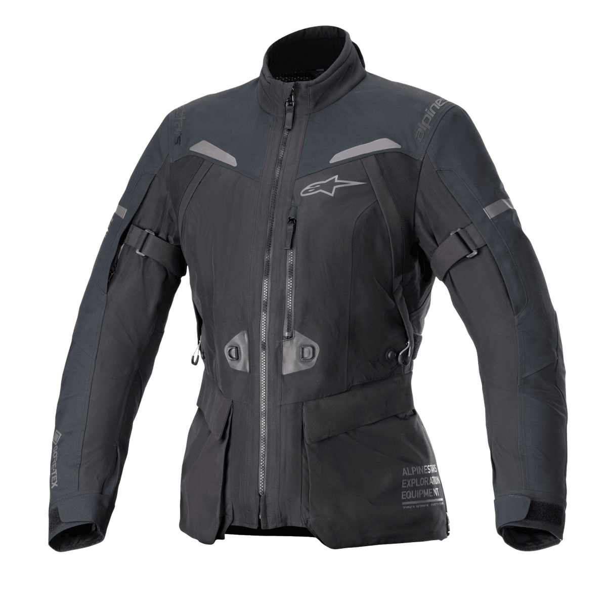 Alpinestars Jaqueta Stella ST-7 2L GORE-TEX, casaco de moto para mulher, preto e cinzento escuro, impermeável laminado GORE-TEX, certificado CE