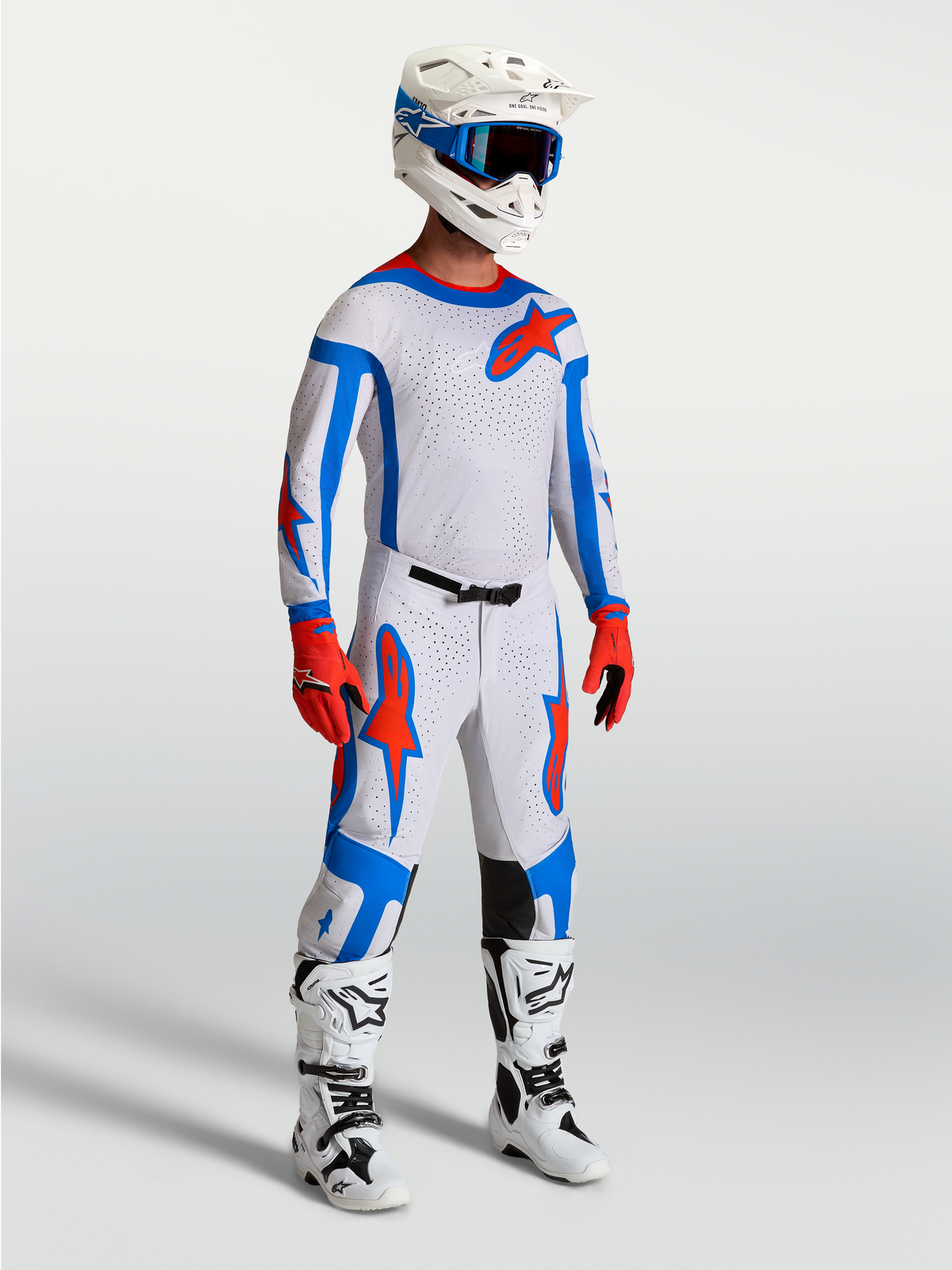 Alpinestars Calças Supertech Vesta, calças de motocross para homem, lilás claro e vermelho cardinal, com ajuste atlético.