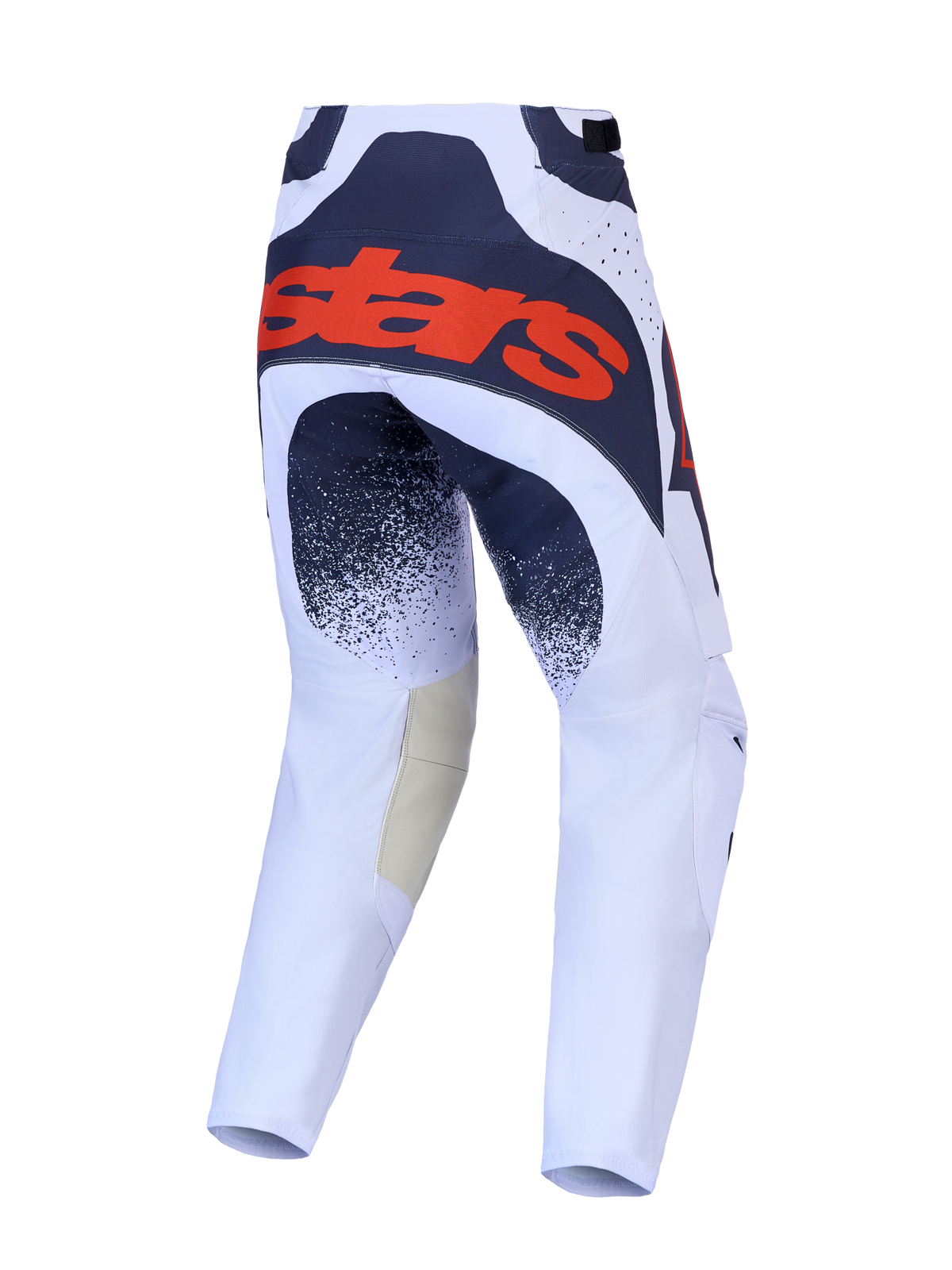 Alpinestars calças Techstar Swan de motocross, homem, vista traseira, lilás claro e cinzento escuro, logótipo vermelho fluo
