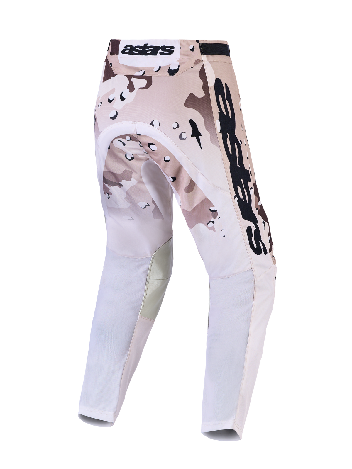 Alpinestars Racer Lone Pants, sand camo motocross gear for men, featuring pre-curved legs and durable stretch panels.