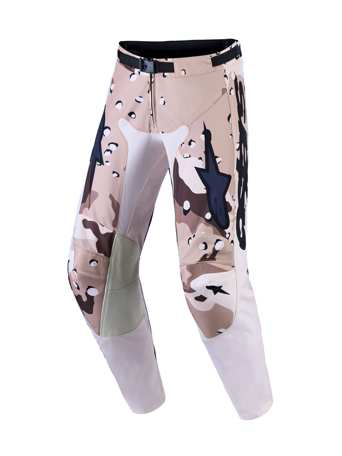 Alpinestars Calças Racer Lone, calças de motocross para homem, camuflagem deserto e preto, com joelhos em couro.