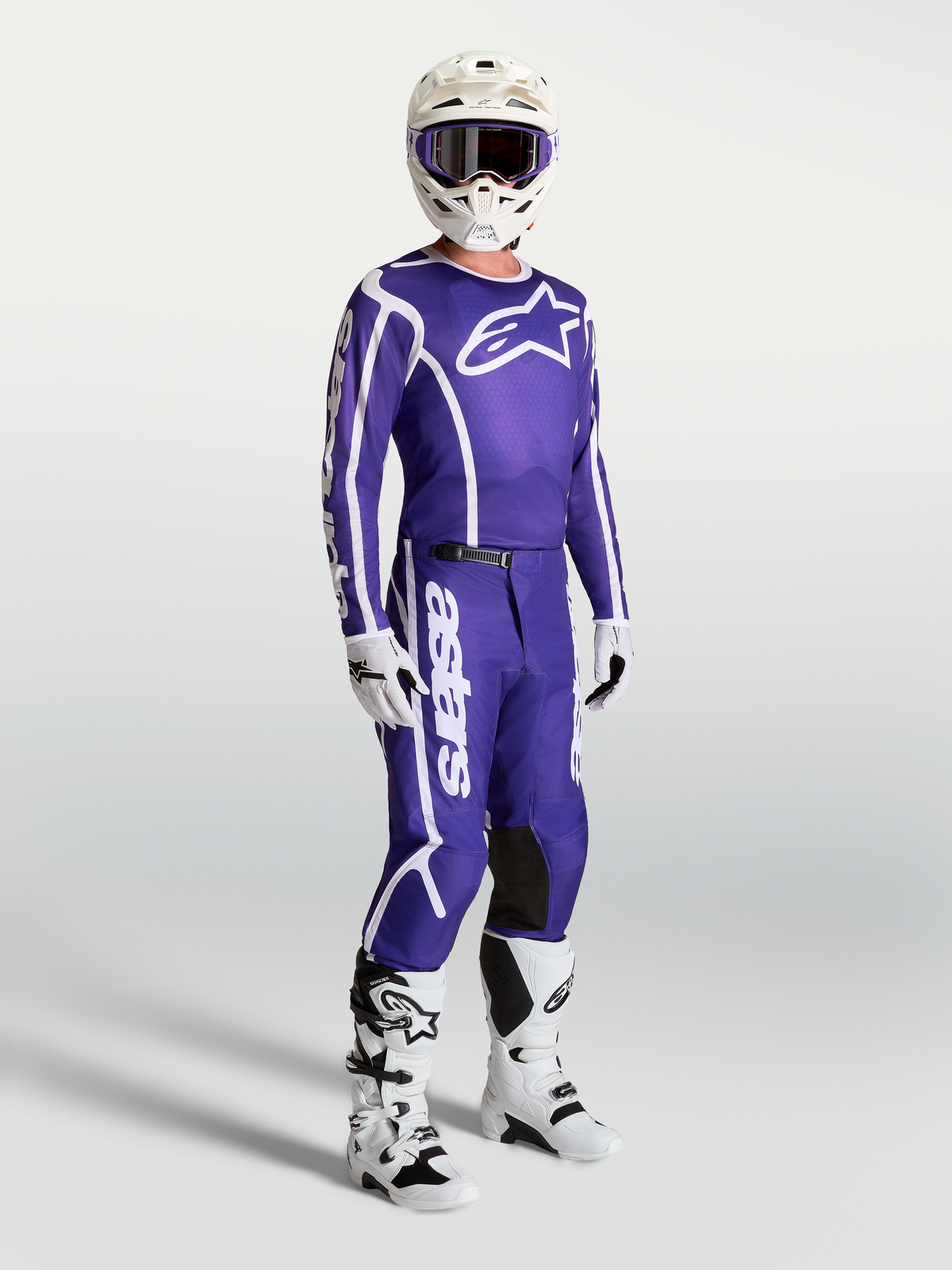 Alpinestars calças Fluid Apex V2, calças de motocross para homem, azuis e brancas, ajuste ergonómico 3D para off-road
