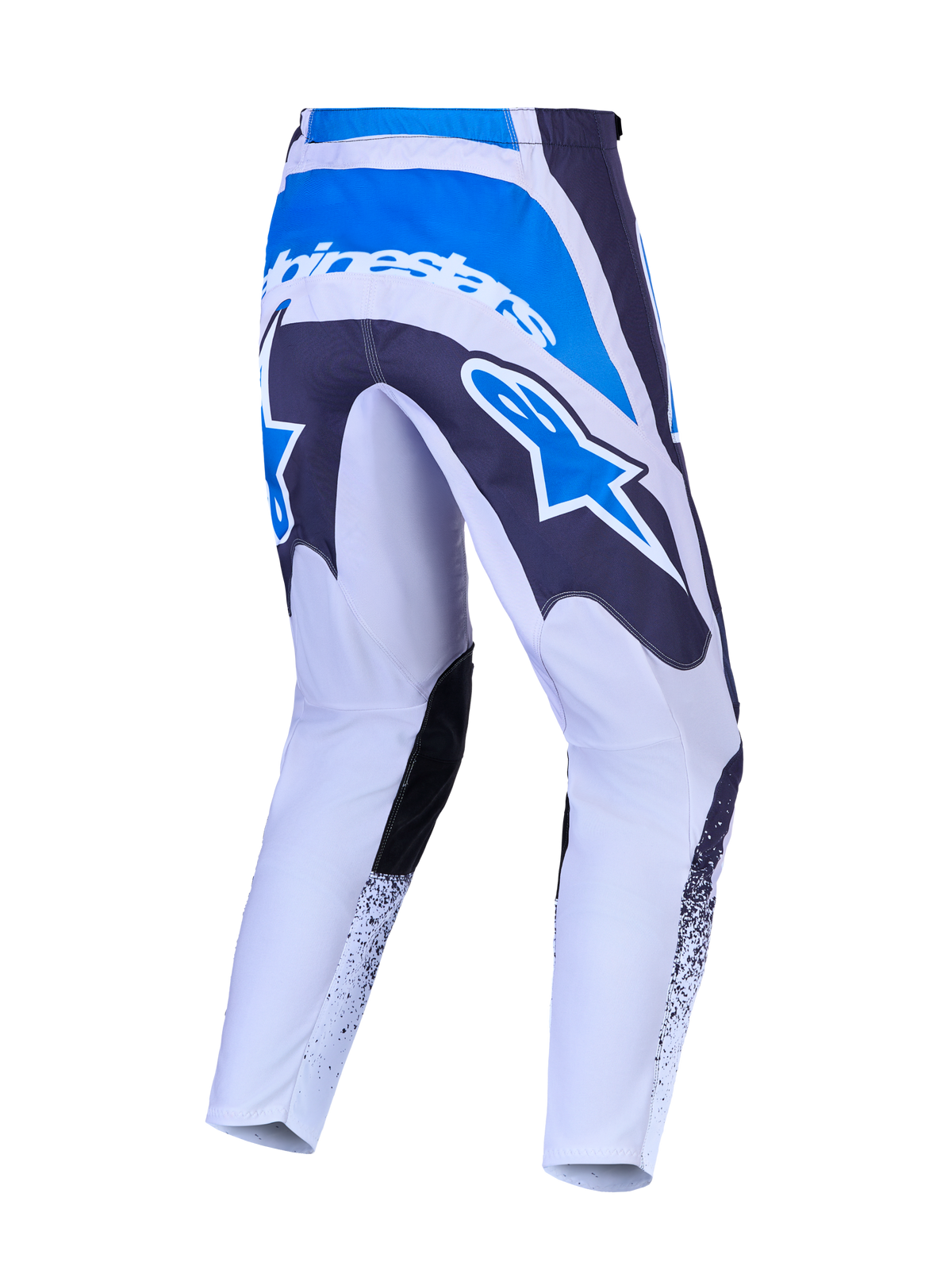Alpinestars Fluid Drag Motocross Pants in Graystone and UCLA Blue with reinforced seat and large rear star logo.