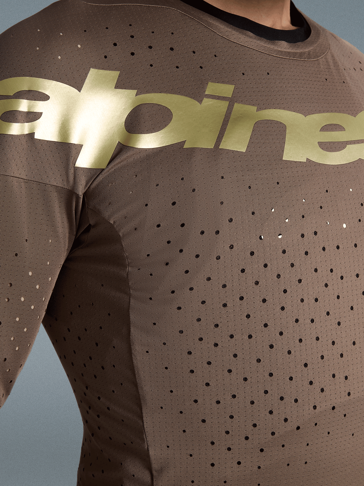 Alpinestars camisola Supertech Air Gold Edição Limitada, motocross, para homem, castanha e dourada, com perfurações a laser