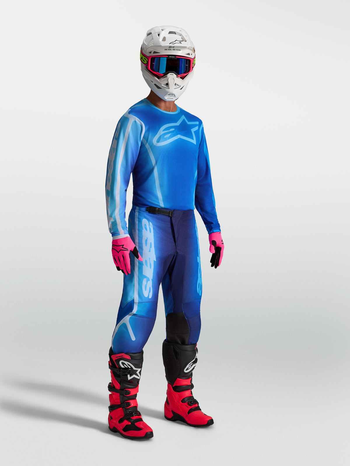 Alpinestars Fluid Kepler Jersey, Men's Motocross Jersey, Ucla Blue and Blithe Blue, breathable athletic fit.