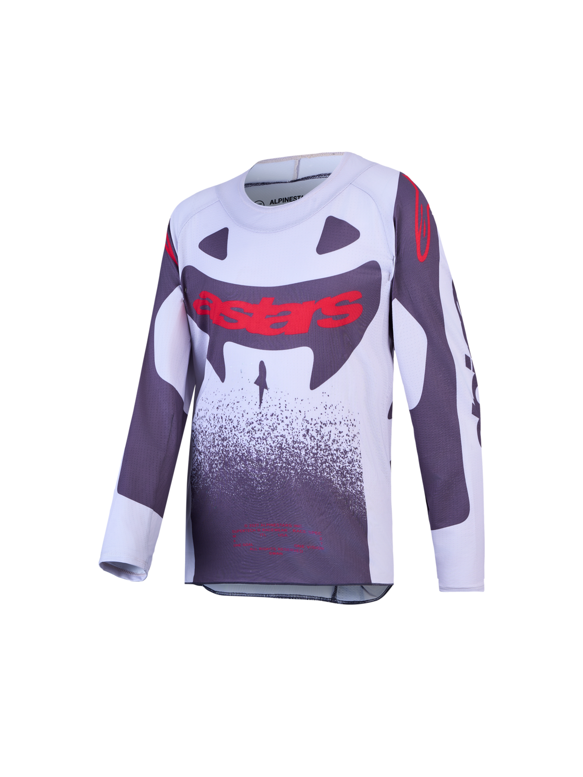 Alpinestars juventude Supertech Swan, camisola de motocross, cinzenta e branca com gráficos vermelhos, malha leve