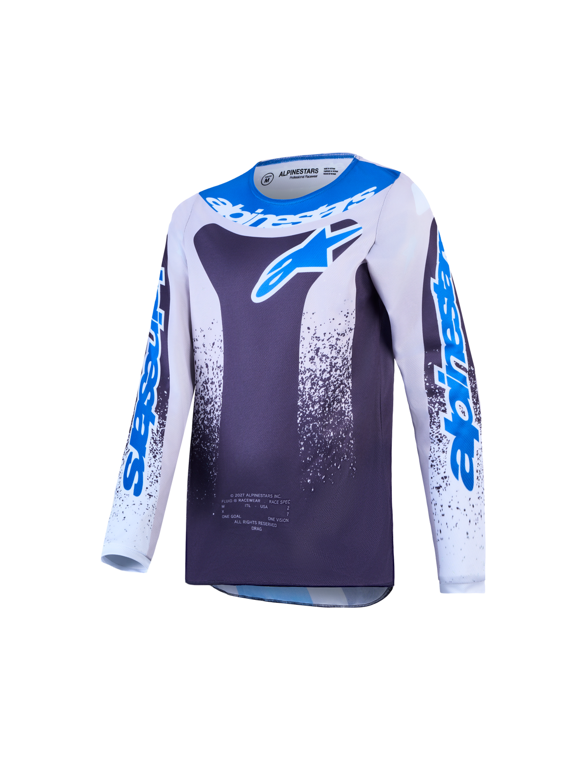 Alpinestars Camisola Fluid Drag Jovem AND Juventude Fluid Drag Gear Set, camisola de motocross cinzenta e azul, respirável