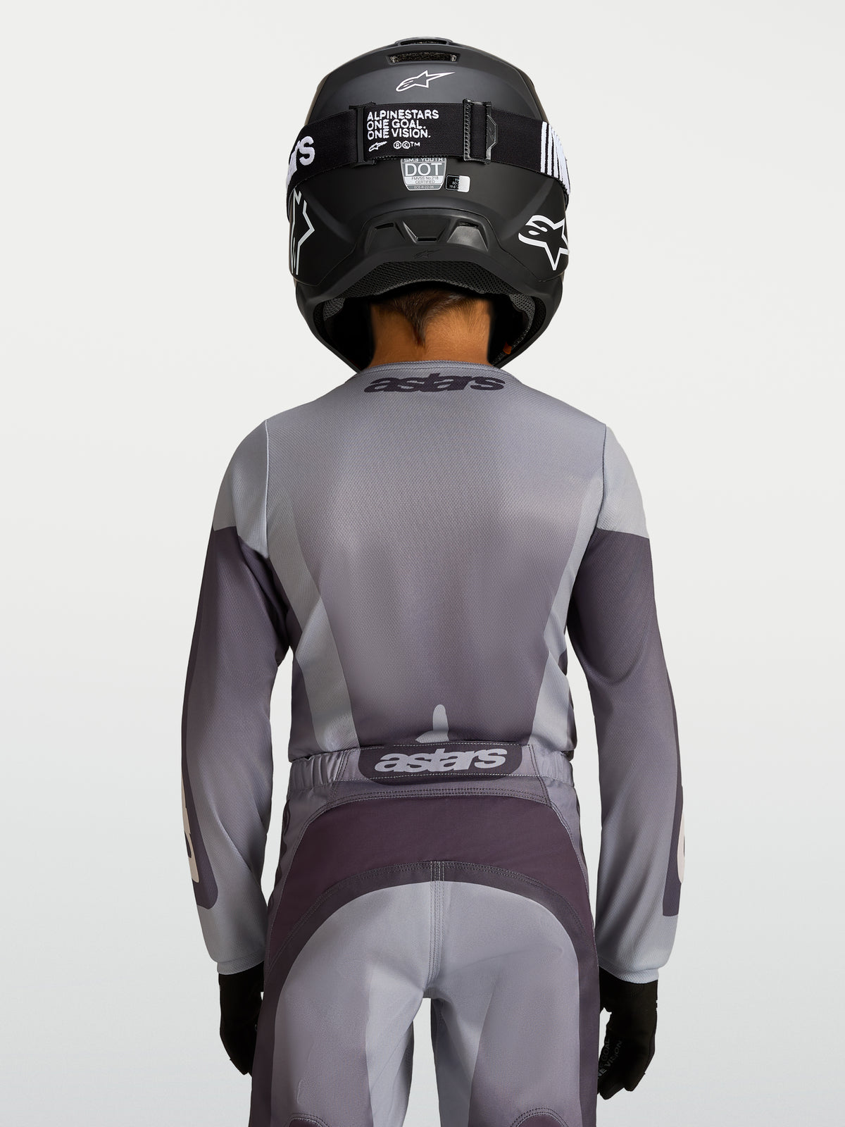 Alpinestars 2027 Youth Fluid Amber Jersey, Youth Motocross Jersey, Sand and Gray, breathable textile for off-road performance.