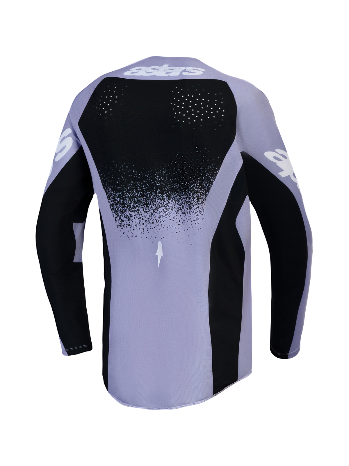 Alpinestars Stella Techstar Swan, camisola de motocross para mulher, violeta claro e preto, com ventilações traseiras a laser.