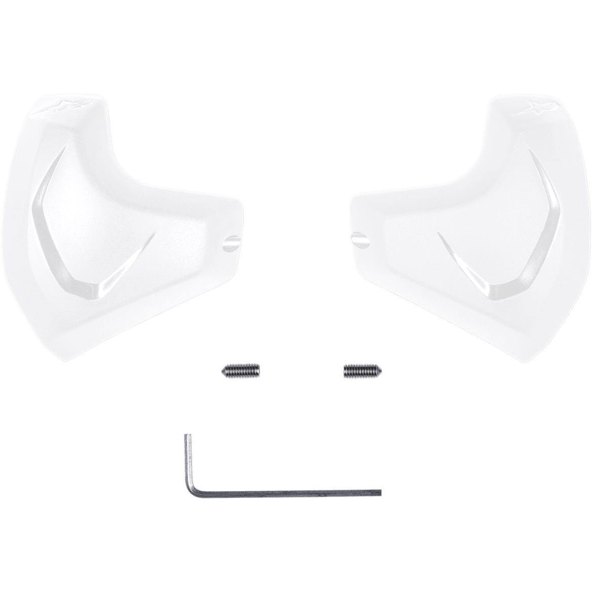 Alpinestars Elbow Sliders, brancos, conjunto de substituição com dois insertos de poliuretano, parafusos de montagem e chave Allen, formato anatómico para macacões de corrida de motociclismo