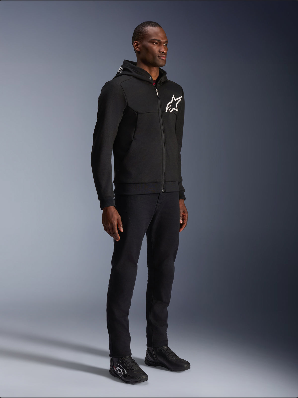 Alpinestars Chrome V2 Sport Hoodie, Men's Black/White Urban Motorcycle Jacket, CE Certified tech fleece, Tech-Air Ready.