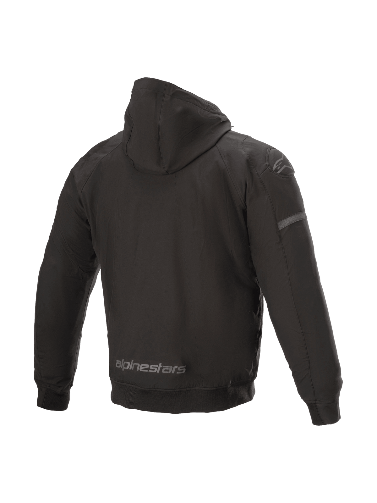 Alpinestars casaco com capuz Sektor Tech V2, casaco de moto urbano para homem, preto, vista traseira com inserções 3D.