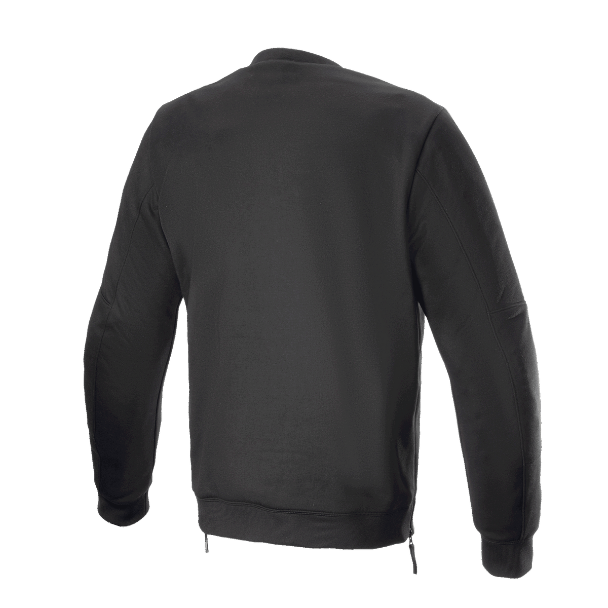 Alpinestars FQ20 Legit Crew Fleece, fleece de motociclismo, preto, vista traseira, com cintura canelada e fechos laterais, design urbano casual