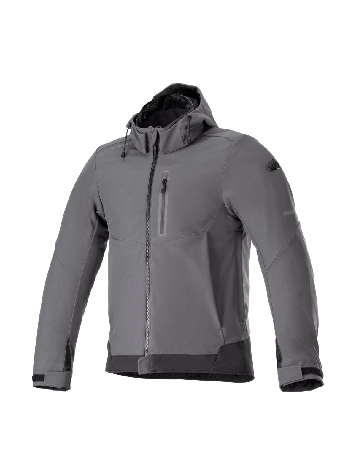Alpinestars Neo Waterproof Hoodie, casaco de moto para homem, cinzento e preto, impermeável e corta-vento, estilo urbano.